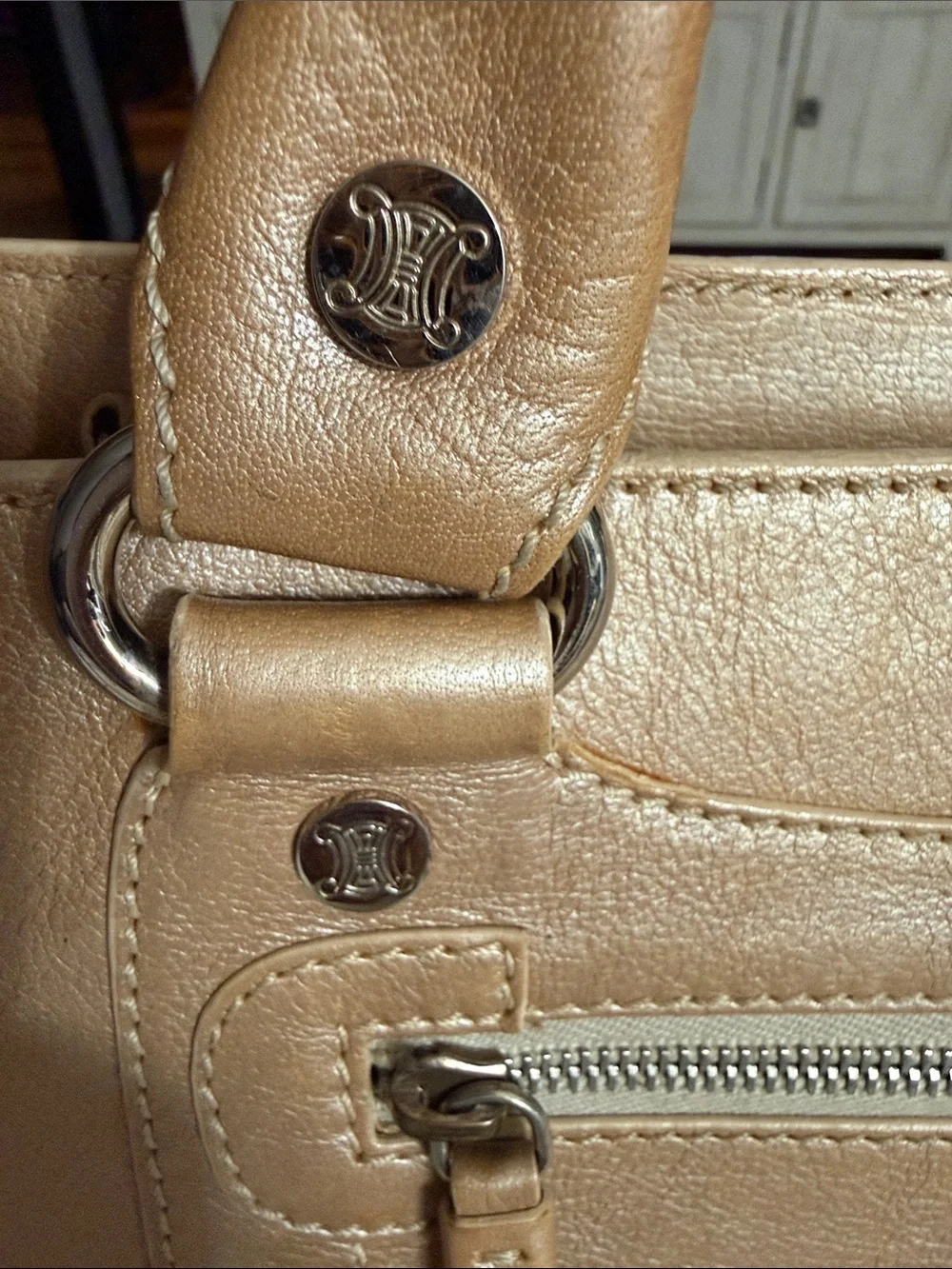 Celine Genuine Leather Top-Handle Women’s Bag in Light Brown